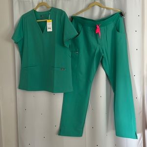 Greenish/teal Figs Scrubs Size Large